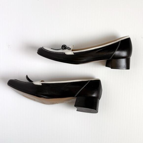 Andrea Rivalta Italian Leather Block Heel Shoes Square Toe Preppy Women’s 37 6.5 - Picture 4 of 8